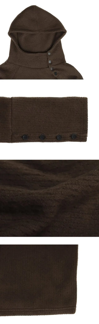 Moto Button Hooded Long Sleeve