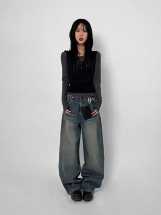 Loft Snap Wide Jeans