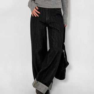 Mind Roll-up Low Wide Jeans