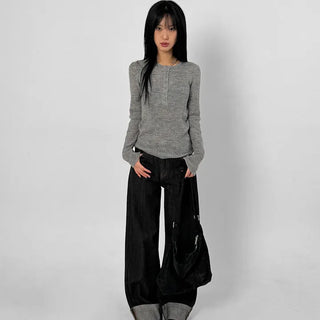 Mind Roll-up Low Wide Jeans