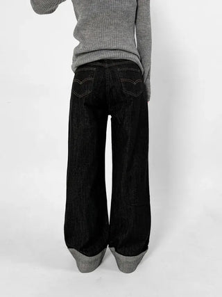 Mind Roll-up Low Wide Jeans