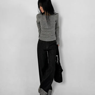 Mind Roll-up Low Wide Jeans