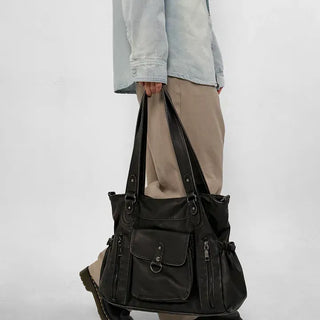 Leather T-shirt big shoulder bag