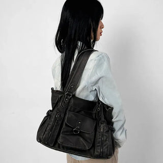 Leather T-shirt big shoulder bag