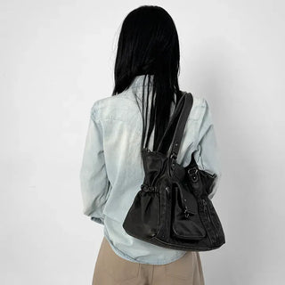 Leather T-shirt big shoulder bag