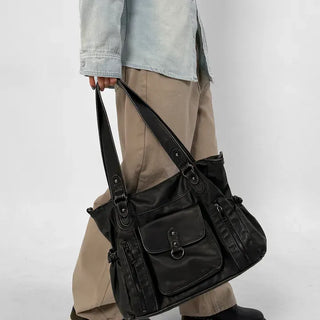 Leather T-shirt big shoulder bag