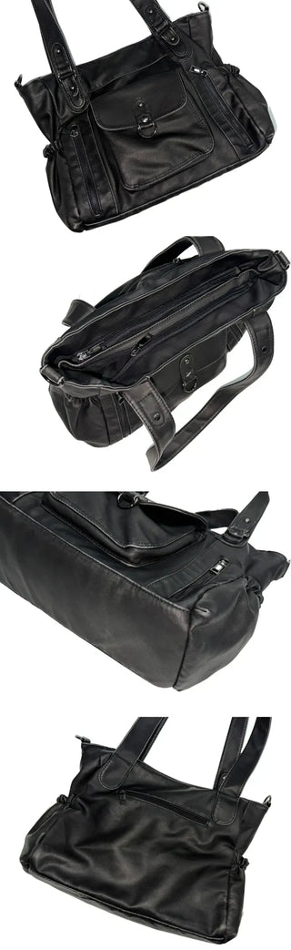 Leather T-shirt big shoulder bag