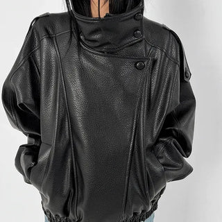 Moen High-Neck Leather Jacket