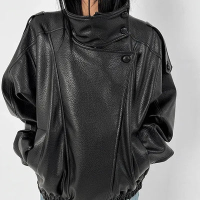Moen High-Neck Leather Jacket