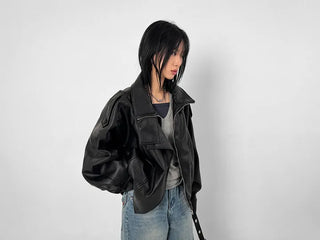 Moen High-Neck Leather Jacket