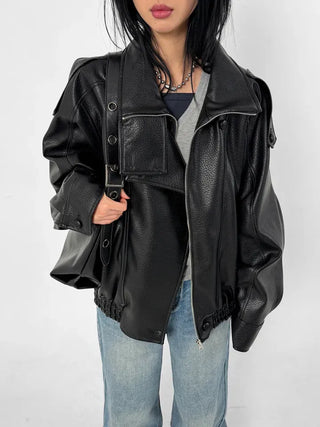 Moen High-Neck Leather Jacket