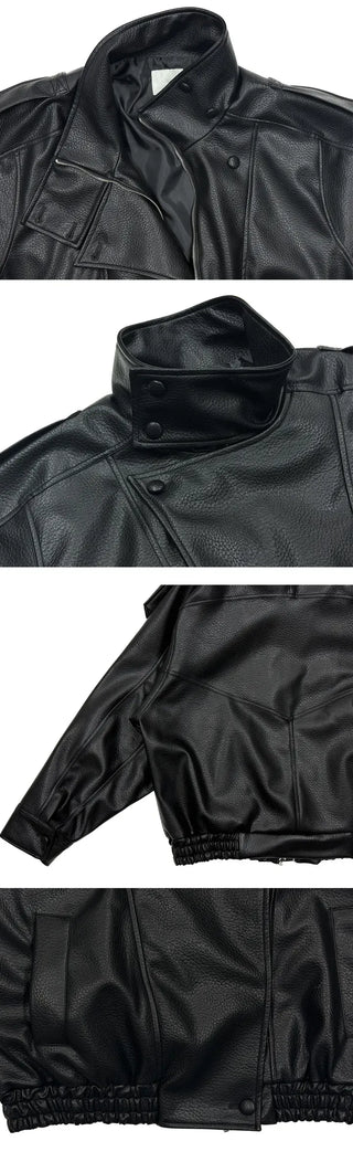 Moen High-Neck Leather Jacket