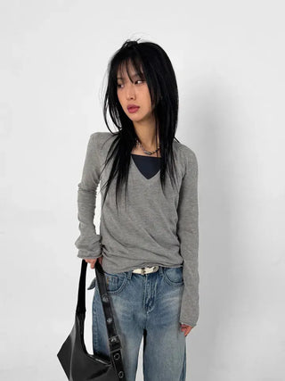 Maison V-neck Slim Knit