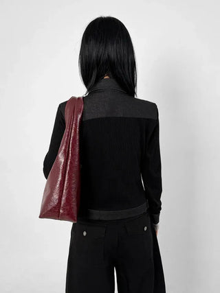 Herringbone Semi-Balloon Pants