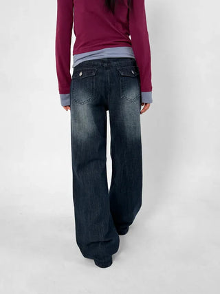 Tour Pocket Washed Wide Jeans