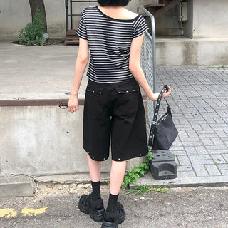 Summer Studded Flip Pocket Bermuda Shorts