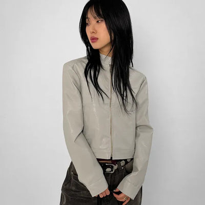Vegan Crop Leather Jacket