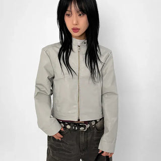 Vegan Crop Leather Jacket