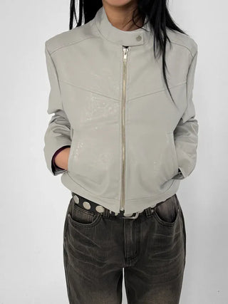 Vegan Crop Leather Jacket