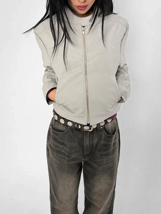Vegan Crop Leather Jacket