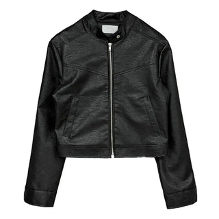 Vegan Crop Leather Jacket