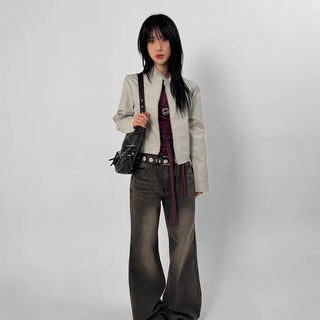 Vegan Crop Leather Jacket