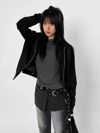 Biker buckle mid-calf boots
