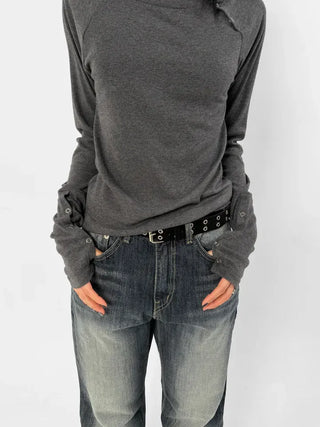 Biker buckle mid-calf boots