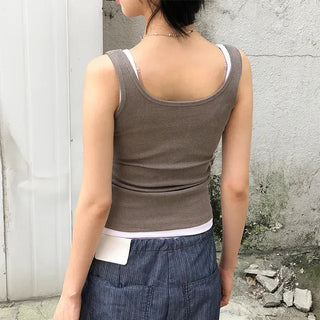 Pigment Ribbed U-Neck Washed Sleeveless