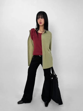 Crepe Round Long Sleeve