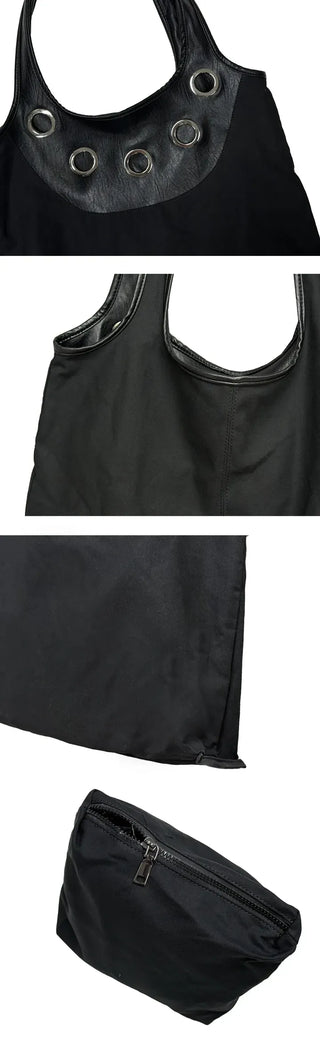 Log Leather Big Eyelet Shoulder Bag
