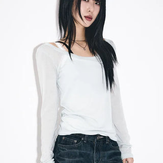 Yellow Deep U-Neck Long Sleeve