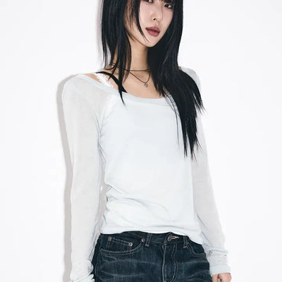 Yellow Deep U-Neck Long Sleeve