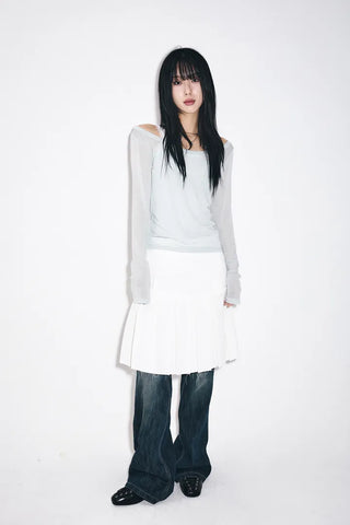Yellow Deep U-Neck Long Sleeve