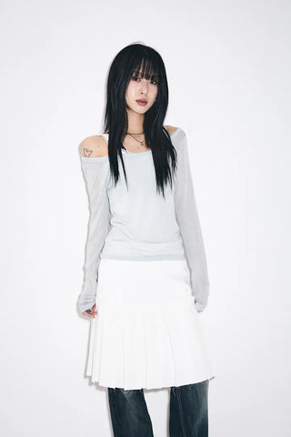 Yellow Deep U-Neck Long Sleeve