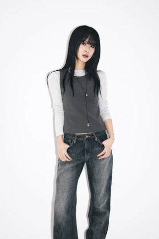 Slub High Flare Jeans