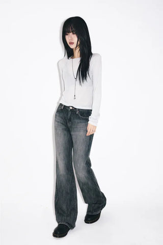 Slub High Flare Jeans