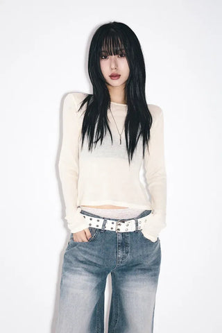 Piercing point wide jeans
