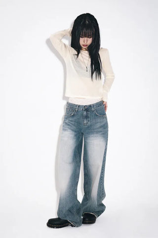 Piercing point wide jeans