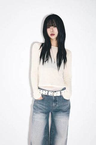 Piercing point wide jeans