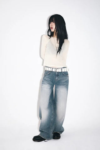 Piercing point wide jeans