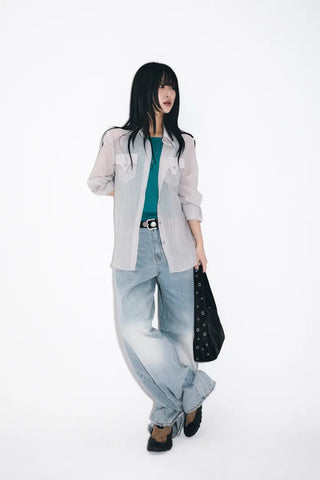 Rounded wide jeans