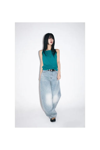 Rounded wide jeans
