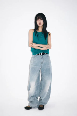 Rounded wide jeans