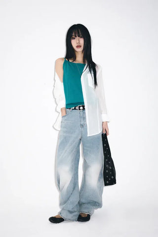 Rounded wide jeans