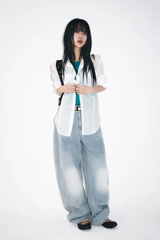 Rounded wide jeans