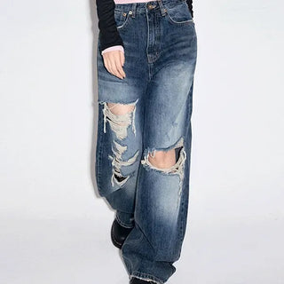 Cut Damage Wide Jeans