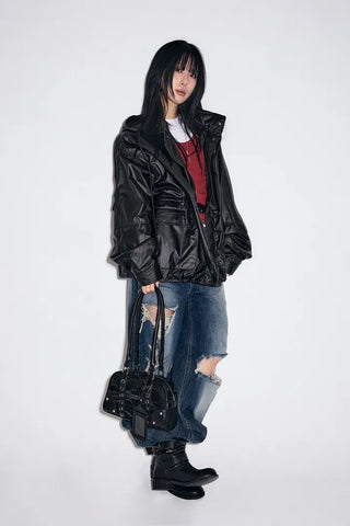 Cut Damage Wide Jeans