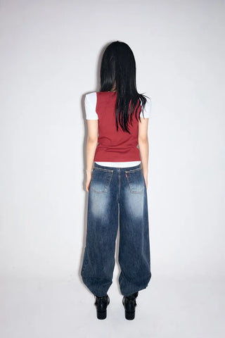 Cut Damage Wide Jeans
