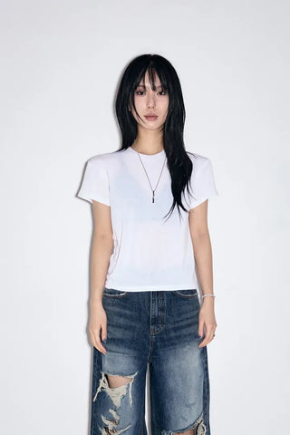 Cut Damage Wide Jeans